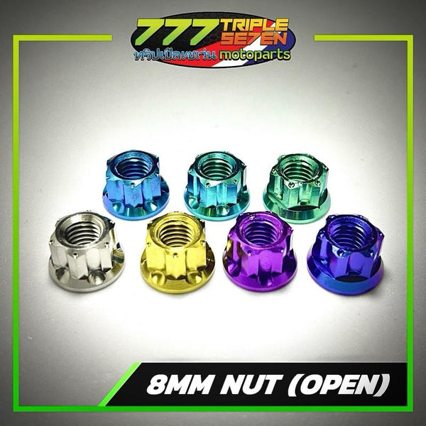 GR5 Titanium M8 Open Nut Universal Anodized 7 Colors - Triple Seven Motoparts Philippines